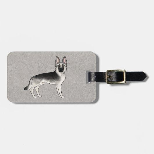 Silver Sable German Shepherd Hund und Custom Text Gepäckanhänger (Vorderseite horizontal)