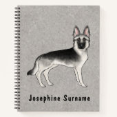 Silver Sable German Shepherd Hund und Custom Text Notizblock (Vorderseite)