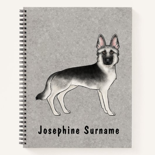 Silver Sable German Shepherd Hund und Custom Text Notizblock (Vorderseite)