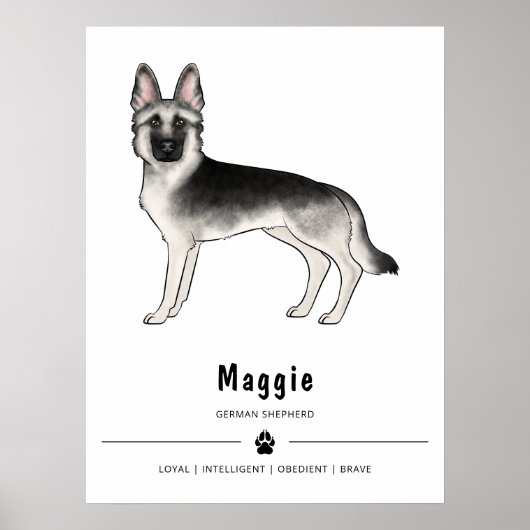 Silver Sable German Shepherd Hund und Custom Text Poster (Vorne)