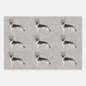 Silver Sable German Shepherd Niedlich Cartoon Dog Geschenkpapier Set (Vorderseite 2)