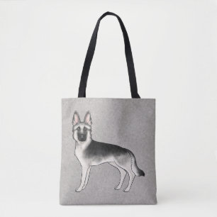 Silver Sable German Shepherd Niedlich Cartoon Dog  Tasche