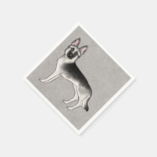 Silver Sable German Shepherd Niedlich Cartoon GSD Serviette (Ecke)