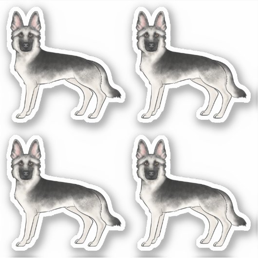 Silver Sable German Shepherd Niedlich Cartoon Hund Aufkleber (Vorderseite)