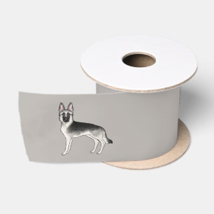 Silver Sable German Shepherd Niedlich Cartoon Hund Satinband