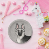 Silver Sable German Shepherd Niedlich Dog Head Pappteller (Party)