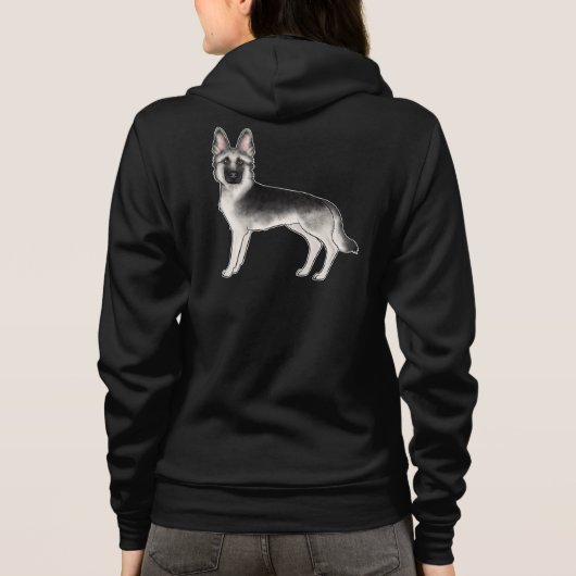 Silver Sable German Shepherd Niedlich Dog Illustra Hoodie (Rückseite)