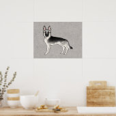 Silver Sable German Shepherd Niedlich Dog Illustra Poster (Küche)