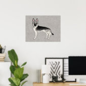 Silver Sable German Shepherd Niedlich Dog Illustra Poster (Heimbüro)