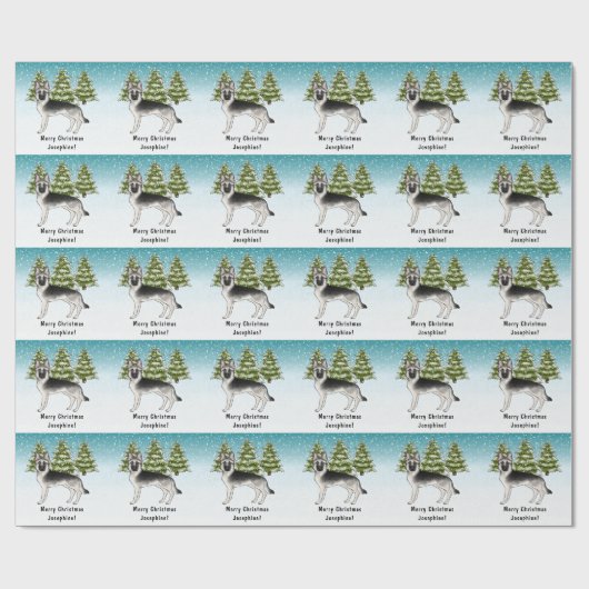 Silver Sable German Shepherd Snowy Winter Forest Geschenkpapier (Flach)