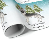 Silver Sable German Shepherd Snowy Winter Forest Geschenkpapier (Rolleneckpunkt)