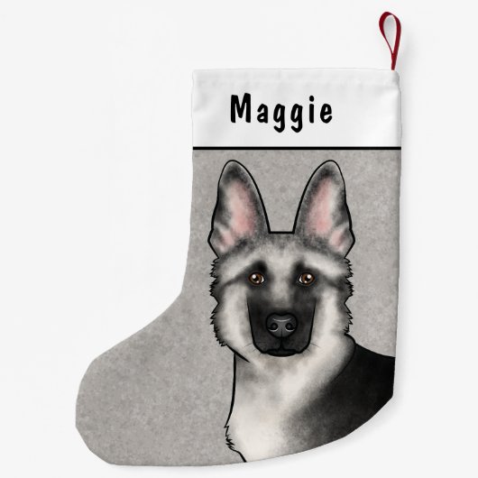 Silver Sable German Shepherder Head and Individuel Kleiner Weihnachtsstrumpf (Rückseite)