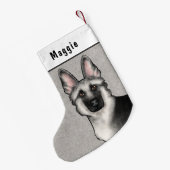 Silver Sable German Shepherder Head and Individuel Kleiner Weihnachtsstrumpf (Rückseite (Hängend))