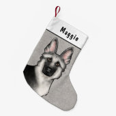 Silver Sable German Shepherder Head and Individuel Kleiner Weihnachtsstrumpf (Vorderansicht (hängend))