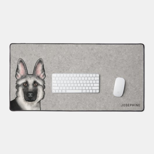 Silver Sable German Shepherder Head and Individuel Schreibtischunterlage (Tastatur & Maus)
