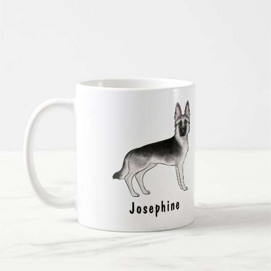 Silver Sable German Shepherder Hund mit Individuel Kaffeetasse (Links)