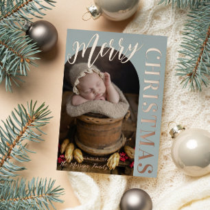 Silver Sage Arch Shaped Foto Frohe Weihnachten Folien Feiertagskarte