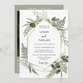 Silver Sage botanische Vegetation Gold Frame QR Co Einladung (Vorne/Hinten)