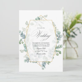 Silver Sage Eucalyptus Geometric Wedding Einladung