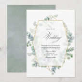Silver Sage Eucalyptus Geometric Wedding Einladung (Vorne/Hinten)