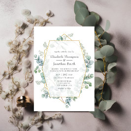 Silver Sage Eucalyptus Geometric Wedding Einladung