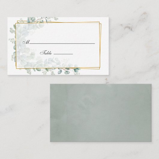 Silver sage Eucalyptus Geometric Wedding Platzkarte (Vorne/Hinten)