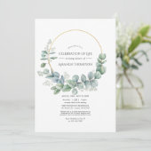 Silver Sage Eukalyptus Celebration of Life Foto Einladung (Stehend Vorderseite)