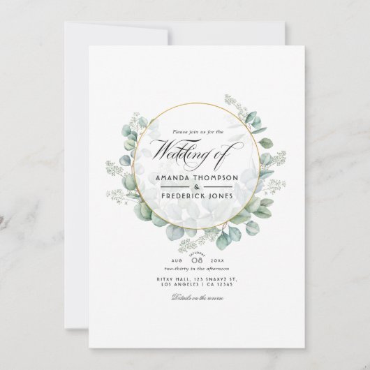 Silver Sage Eukalyptus Geometric QR Code Wedding Einladung (Vorderseite)