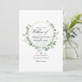 Silver Sage Eukalyptus Geometric QR Code Wedding Einladung (Stehend Vorderseite)