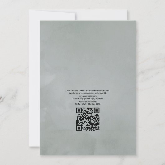 Silver Sage Eukalyptus Geometric QR Code Wedding Einladung (Rückseite)