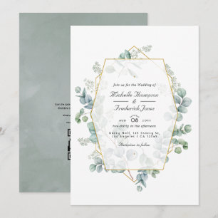 Silver Sage Eukalyptus Geometric QR Code Wedding Einladung