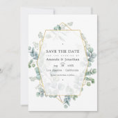 Silver Sage Eukalyptus Geometric Wedding Foto Save The Date (Vorderseite)
