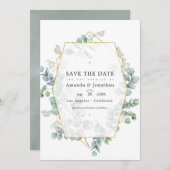 Silver Sage Eukalyptus Geometric Wedding Foto Save The Date (Vorne/Hinten)