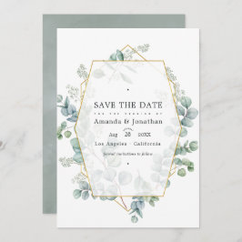 Silver Sage Eukalyptus Geometric Wedding Foto Save The Date