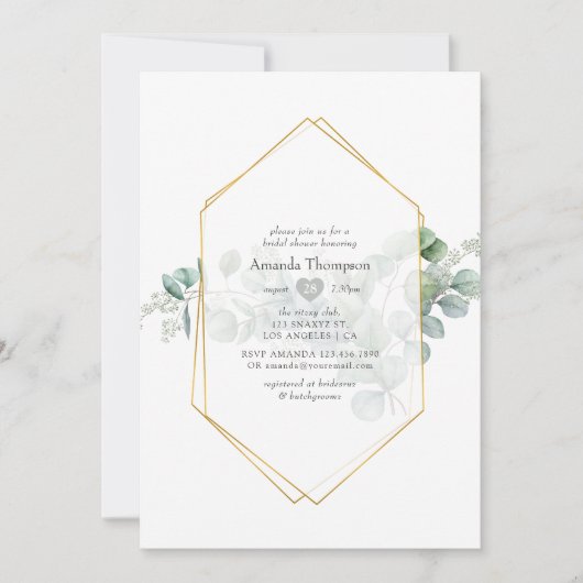 Silver Sage Eukalyptus Geometrisches Brautparty Einladung (Vorderseite)