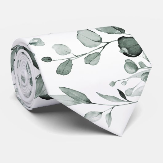 Silver Sage Eukalyptus Greenerity Wedding White Krawatte (Gerollt)