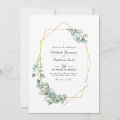 Silver Sage Geometric Eucalyptus QR Code Wedding Einladung (Vorderseite)