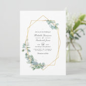 Silver Sage Geometric Eucalyptus QR Code Wedding Einladung (Stehend Vorderseite)