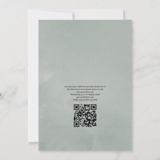 Silver Sage Geometric Eucalyptus QR Code Wedding Einladung (Rückseite)