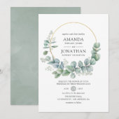 Silver Sage Geometric Eucalyptus Wedding Einladung (Vorne/Hinten)