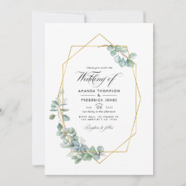 Silver Sage Geometric Eucalyptus Wedding Foto Einladung