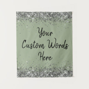 Silver Sage Green Birthday Party Foto Stand Prop Wandteppich