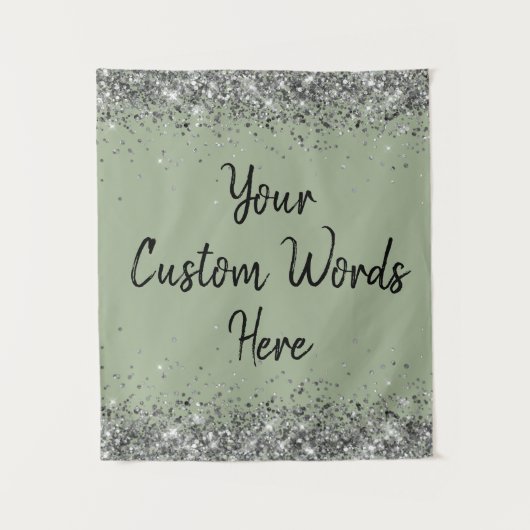 Silver Sage Green Birthday Party Foto Stand Prop Wandteppich (Vorderseite)