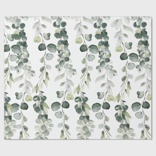 Silver Sage Green Eukalyptus Grüne Weintraube Hoch Geschenkpapier (Flach)