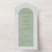 Silver Sage Green Gold Floral Wedding All In One Einladung (Innen Boden)