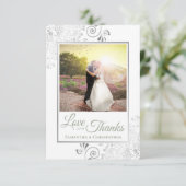 Silver & Sage Green White Liebe & Danke Hochzeit (Stehend Vorderseite)