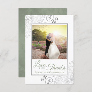Silver & Sage Green White Liebe & Danke Hochzeit