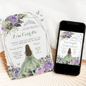 Silver Sage Lila Lilac Princess Quinceañera Einladung