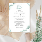 Silver Sage Watercolor, elegante Monogram Wedding Einladung