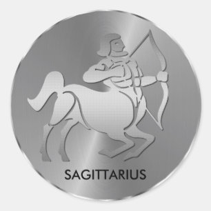 Silver Sagittarier - Archer - Zodiac Sign Runder Aufkleber